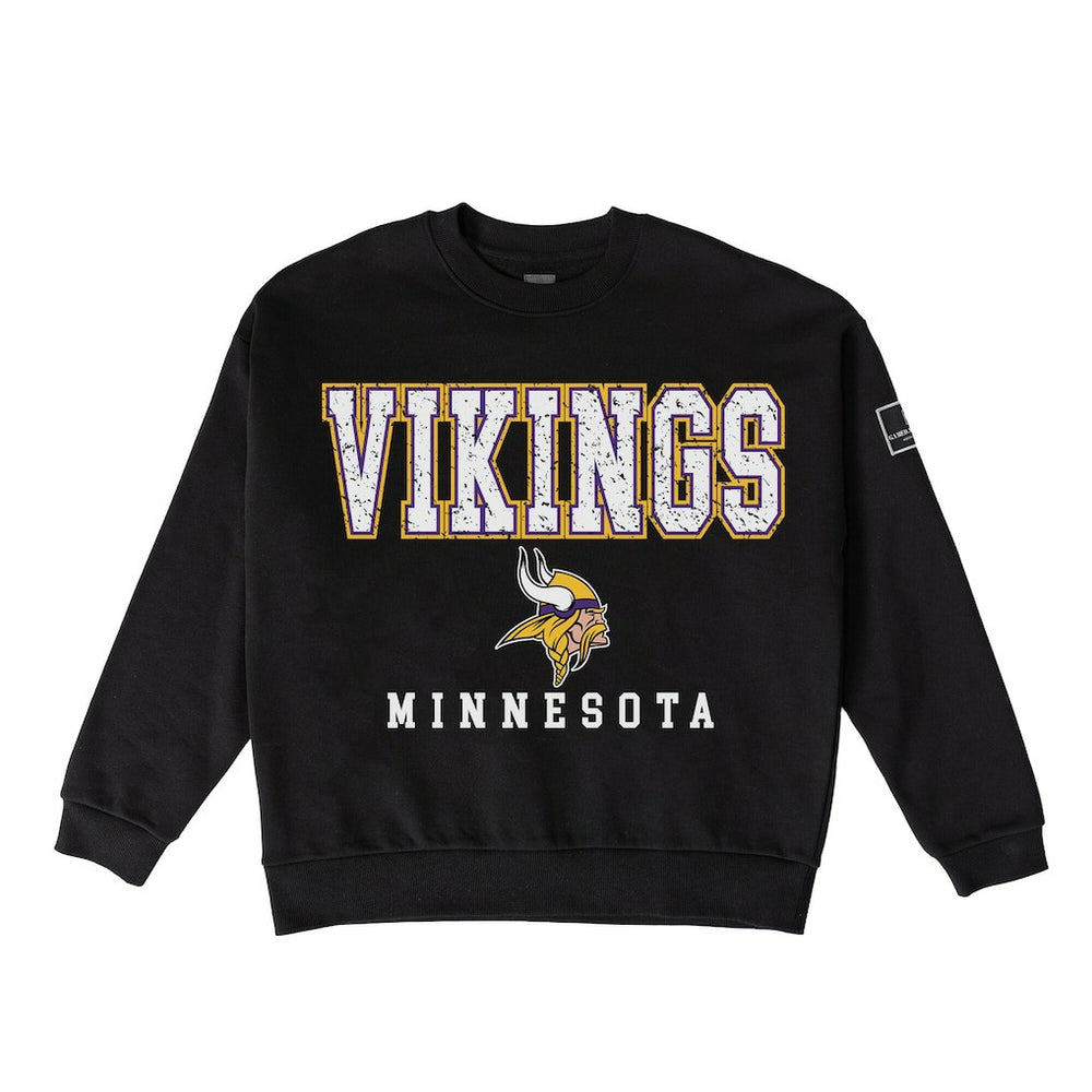 Minnesota Vikings Gameday Couture Women's Oversized Level Up Black Label Premium Fleece Sweatshirt - Black for sale