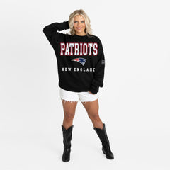 New England Patriots Gameday Couture Women's Oversized Level Up Black Label Premium Fleece Sweatshirt - Black outlet