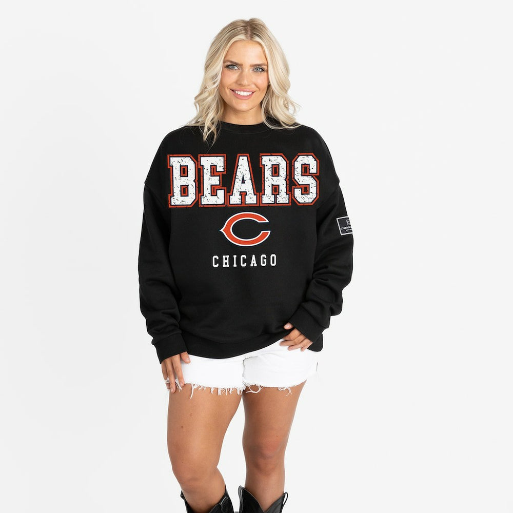 Chicago Bears Gameday Couture Women's Oversized Level Up Black Label Premium Fleece Sweatshirt - Black sale