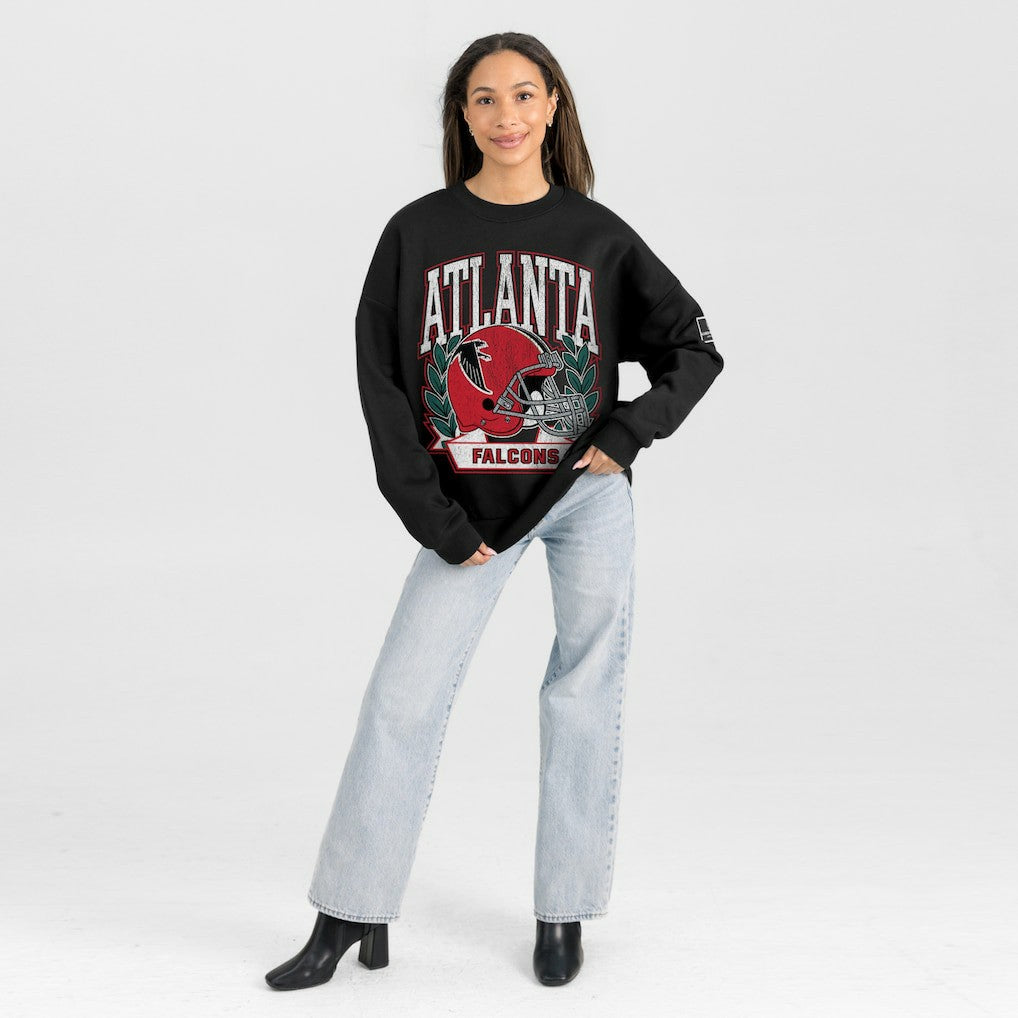 Atlanta Falcons Gameday Couture Women's Oversized Victory Lane Black Label Premium Fleece Sweatshirt - Black on sale