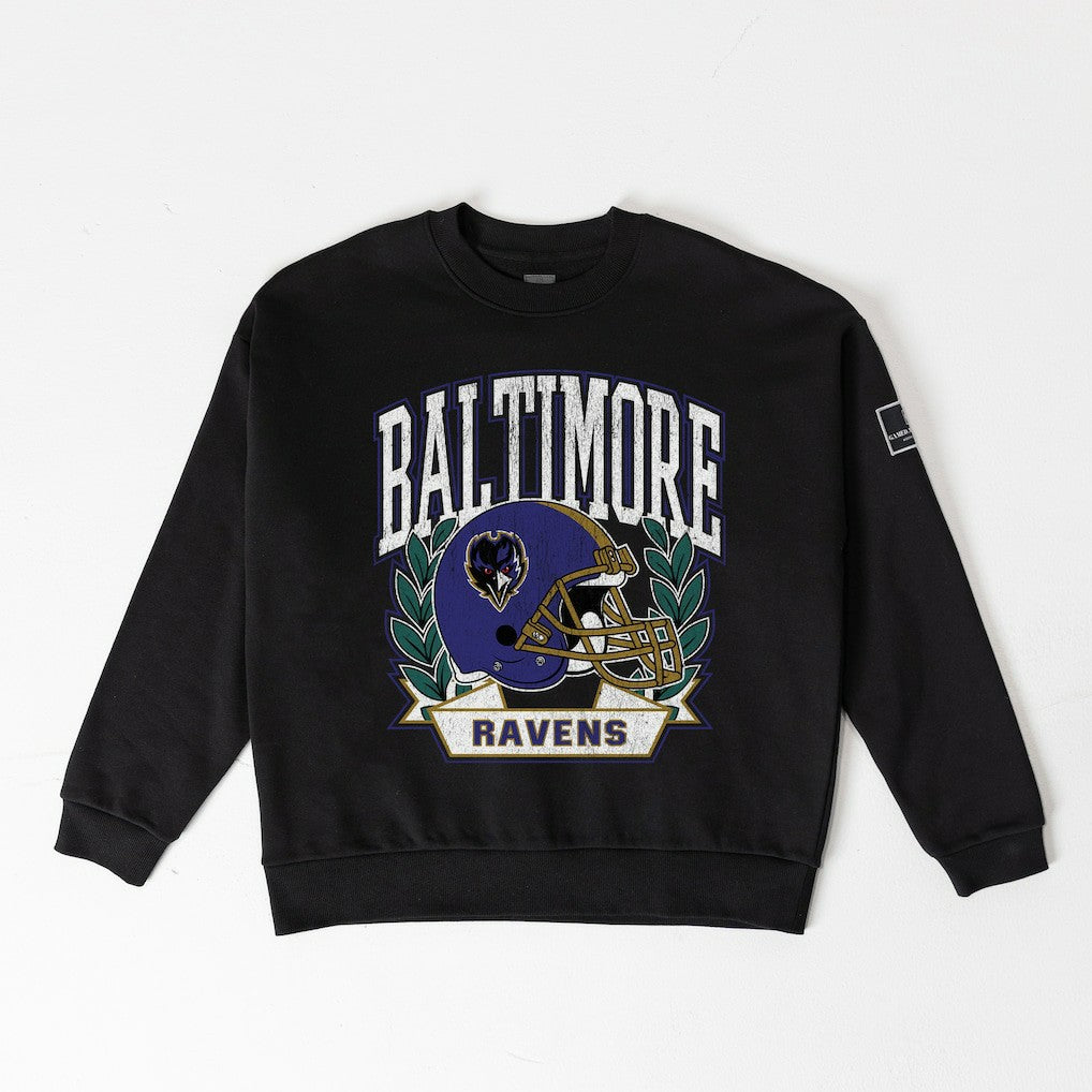 Baltimore Ravens Gameday Couture Women's Oversized Victory Lane Black Label Premium Fleece Sweatshirt - Black for sale