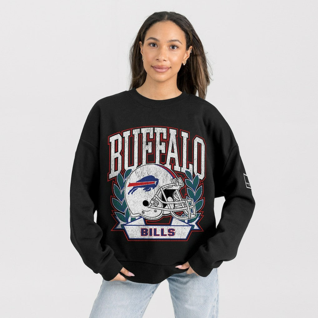 Buffalo Bills Gameday Couture Women's Oversized Victory Lane Black Label Premium Fleece Sweatshirt - Black for sale