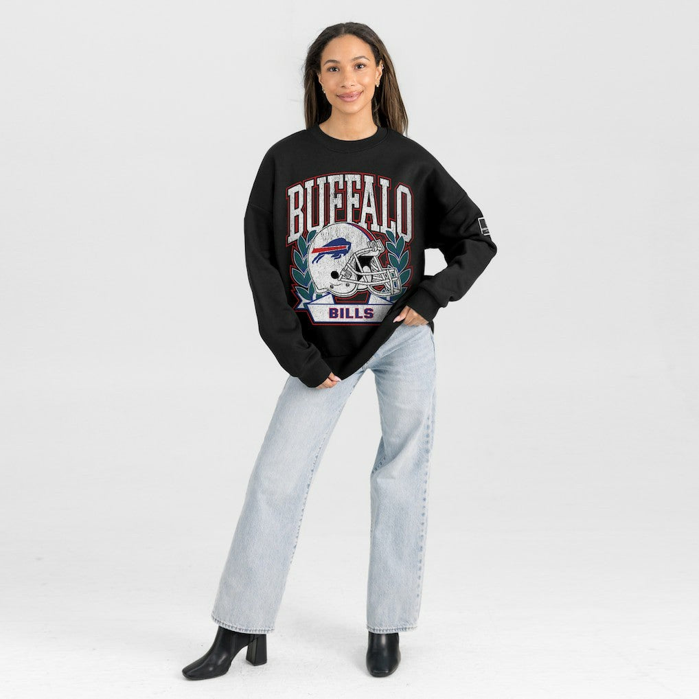 Buffalo Bills Gameday Couture Women's Oversized Victory Lane Black Label Premium Fleece Sweatshirt - Black for sale