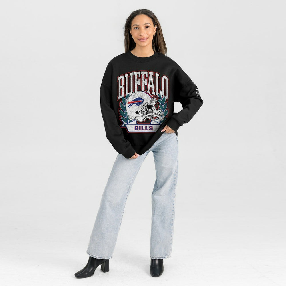 Buffalo Bills Gameday Couture Women's Oversized Victory Lane Black Label Premium Fleece Sweatshirt - Black for sale