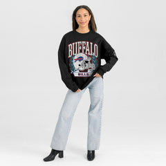 Buffalo Bills Gameday Couture Women's Oversized Victory Lane Black Label Premium Fleece Sweatshirt - Black for sale
