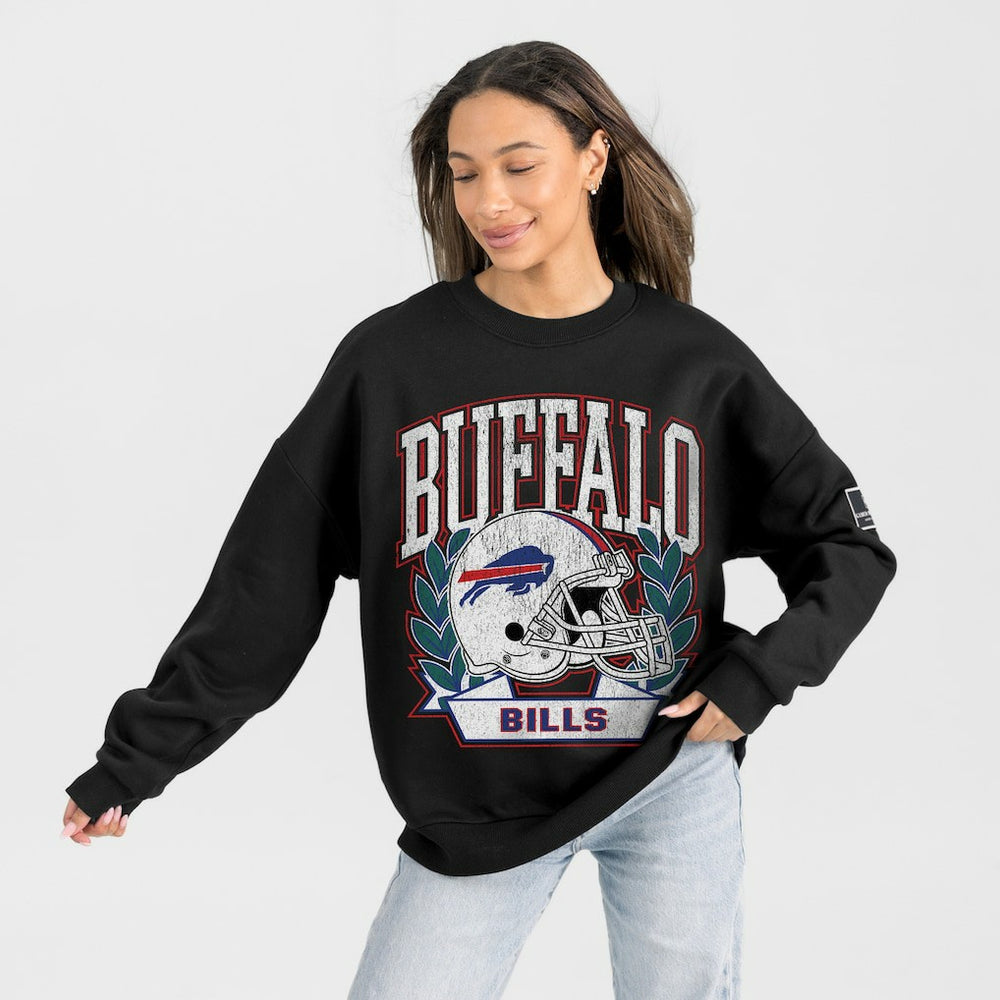 Buffalo Bills Gameday Couture Women's Oversized Victory Lane Black Label Premium Fleece Sweatshirt - Black for sale