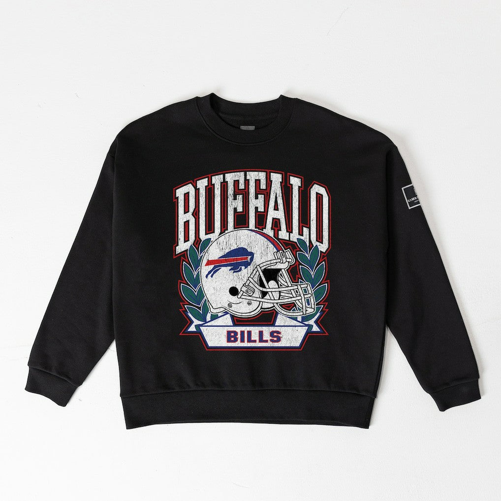 Buffalo Bills Gameday Couture Women's Oversized Victory Lane Black Label Premium Fleece Sweatshirt - Black for sale