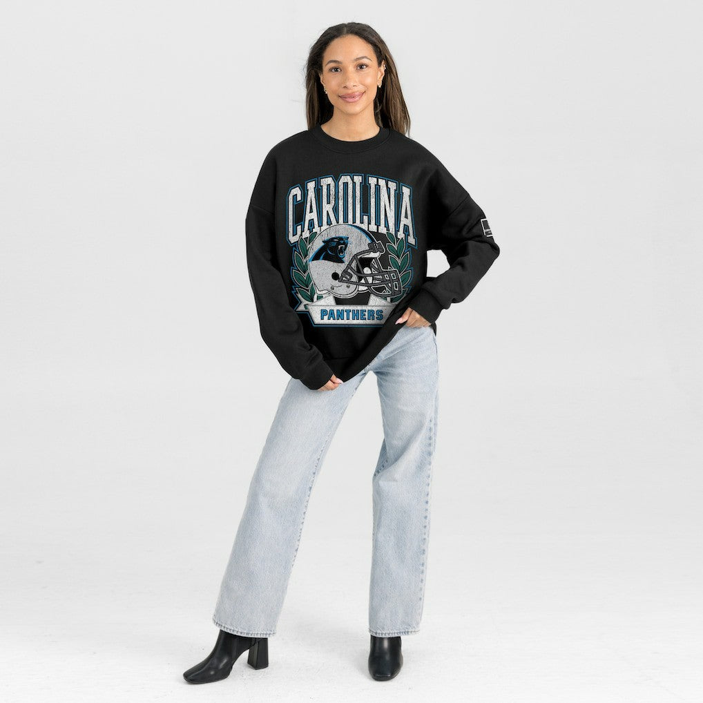 Carolina Panthers Gameday Couture Women's Oversized Victory Lane Black Label Premium Fleece Sweatshirt - Black discount
