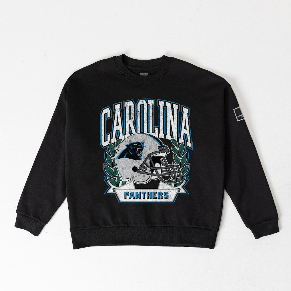 Carolina Panthers Gameday Couture Women's Oversized Victory Lane Black Label Premium Fleece Sweatshirt - Black discount