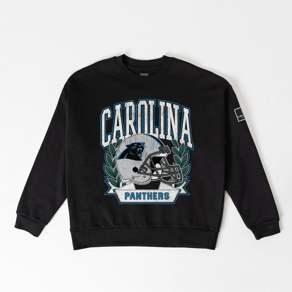 Carolina Panthers Gameday Couture Women's Oversized Victory Lane Black Label Premium Fleece Sweatshirt - Black discount