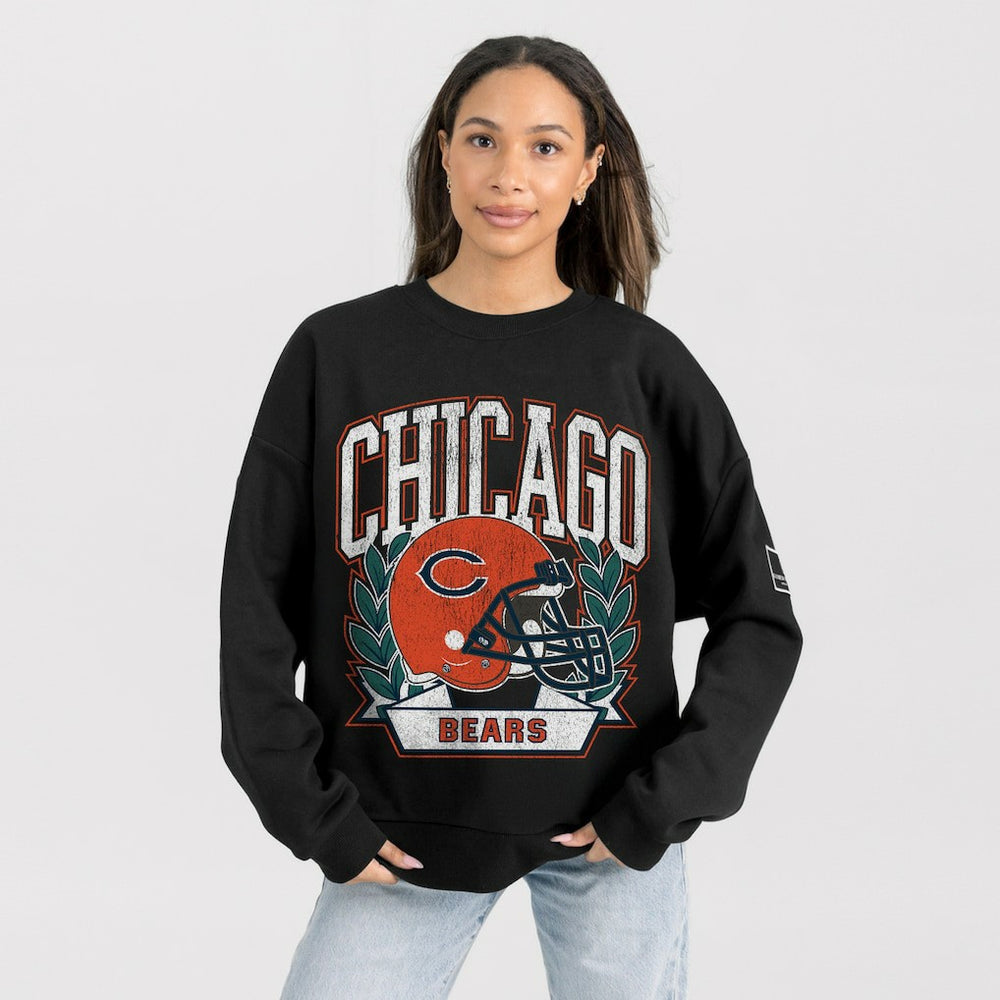 Chicago Bears Gameday Couture Women's Oversized Victory Lane Black Label Premium Fleece Sweatshirt - Black for sale