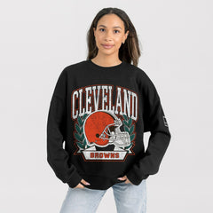 Cleveland Browns Gameday Couture Women's Oversized Victory Lane Black Label Premium Fleece Sweatshirt - Black discount