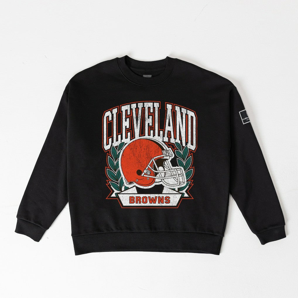 Cleveland Browns Gameday Couture Women's Oversized Victory Lane Black Label Premium Fleece Sweatshirt - Black discount