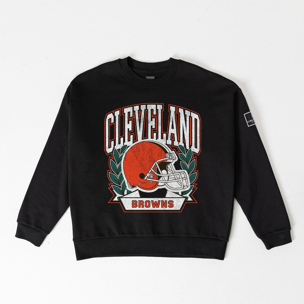 Cleveland Browns Gameday Couture Women's Oversized Victory Lane Black Label Premium Fleece Sweatshirt - Black discount