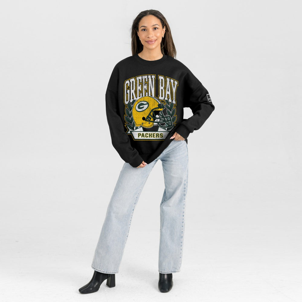 Green Bay Packers Gameday Couture Women's Oversized Victory Lane Black Label Premium Fleece Sweatshirt - Black online