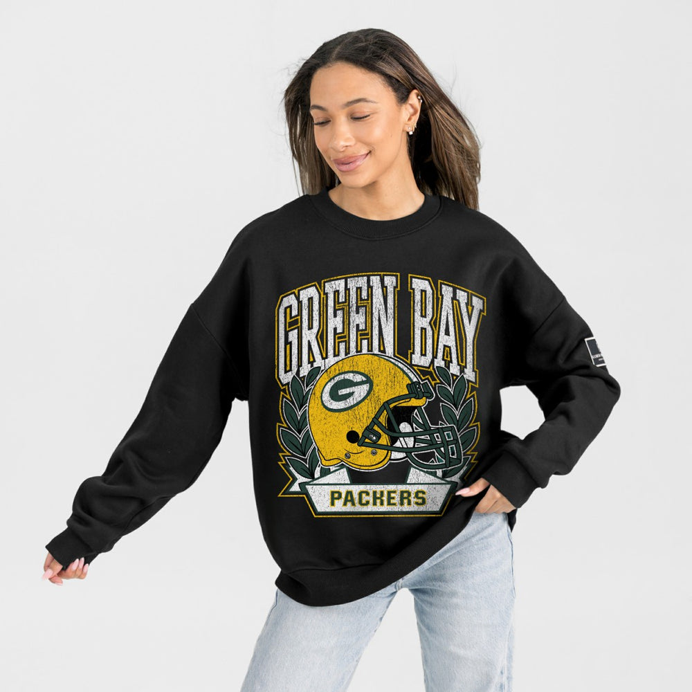 Green Bay Packers Gameday Couture Women's Oversized Victory Lane Black Label Premium Fleece Sweatshirt - Black online