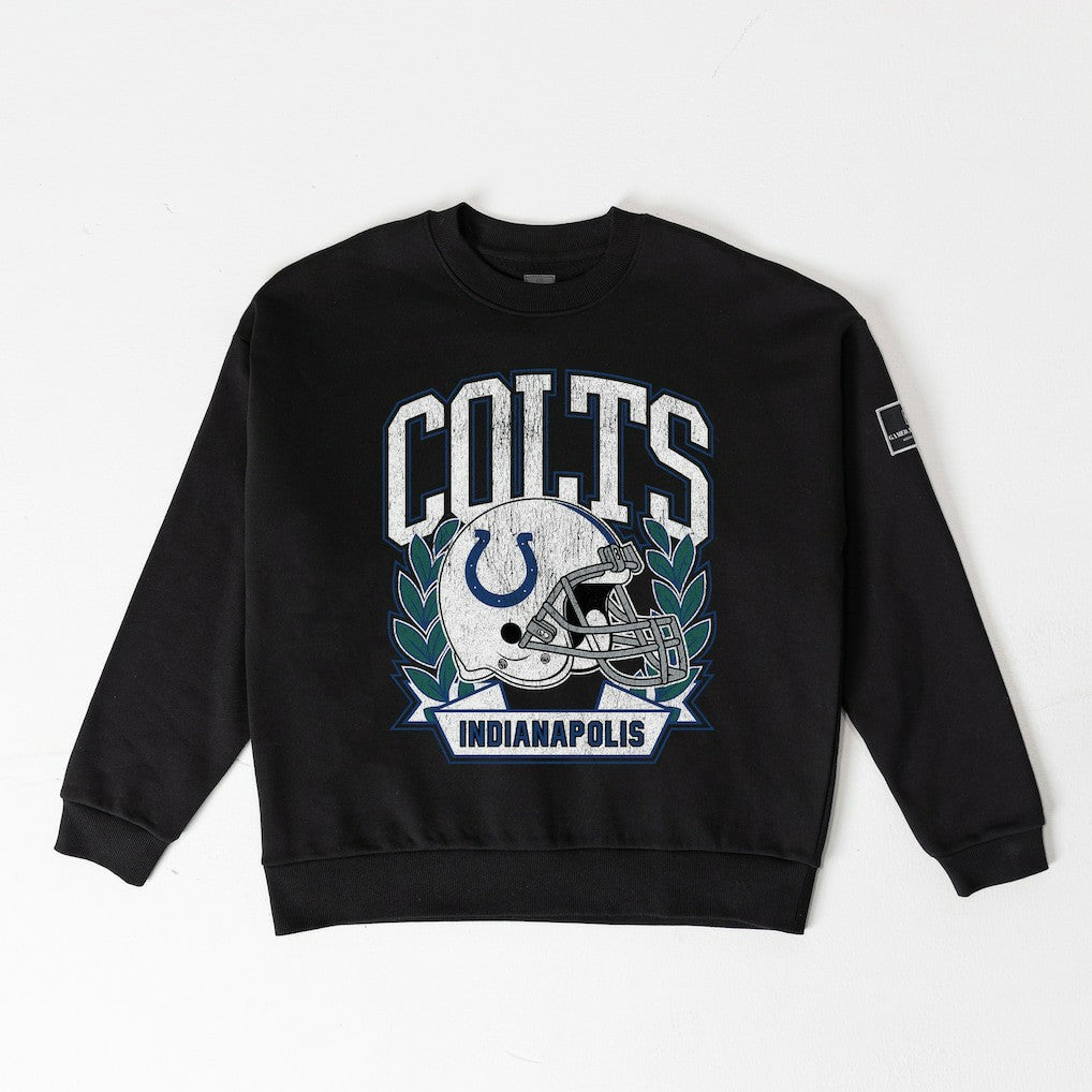Indianapolis Colts Gameday Couture Women's Oversized Victory Lane Black Label Premium Fleece Sweatshirt - Black outlet