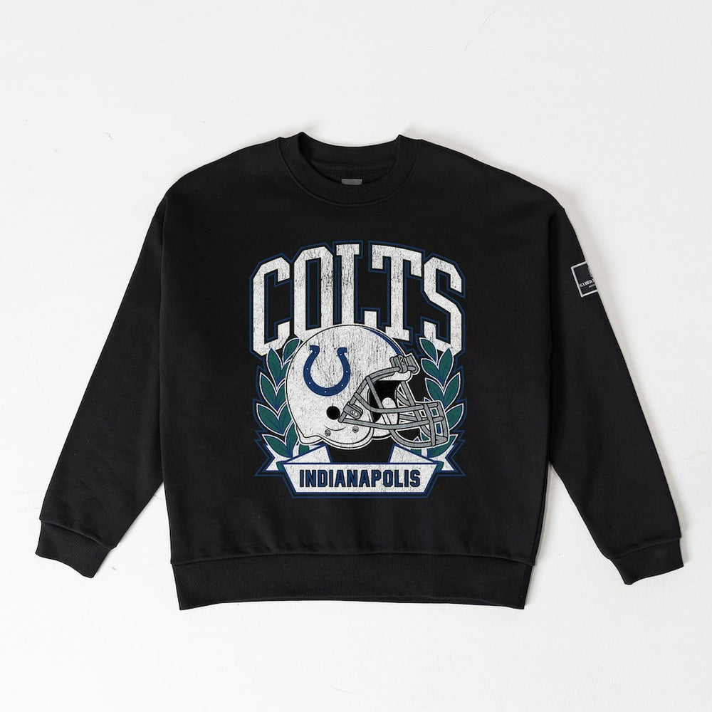 Indianapolis Colts Gameday Couture Women's Oversized Victory Lane Black Label Premium Fleece Sweatshirt - Black outlet