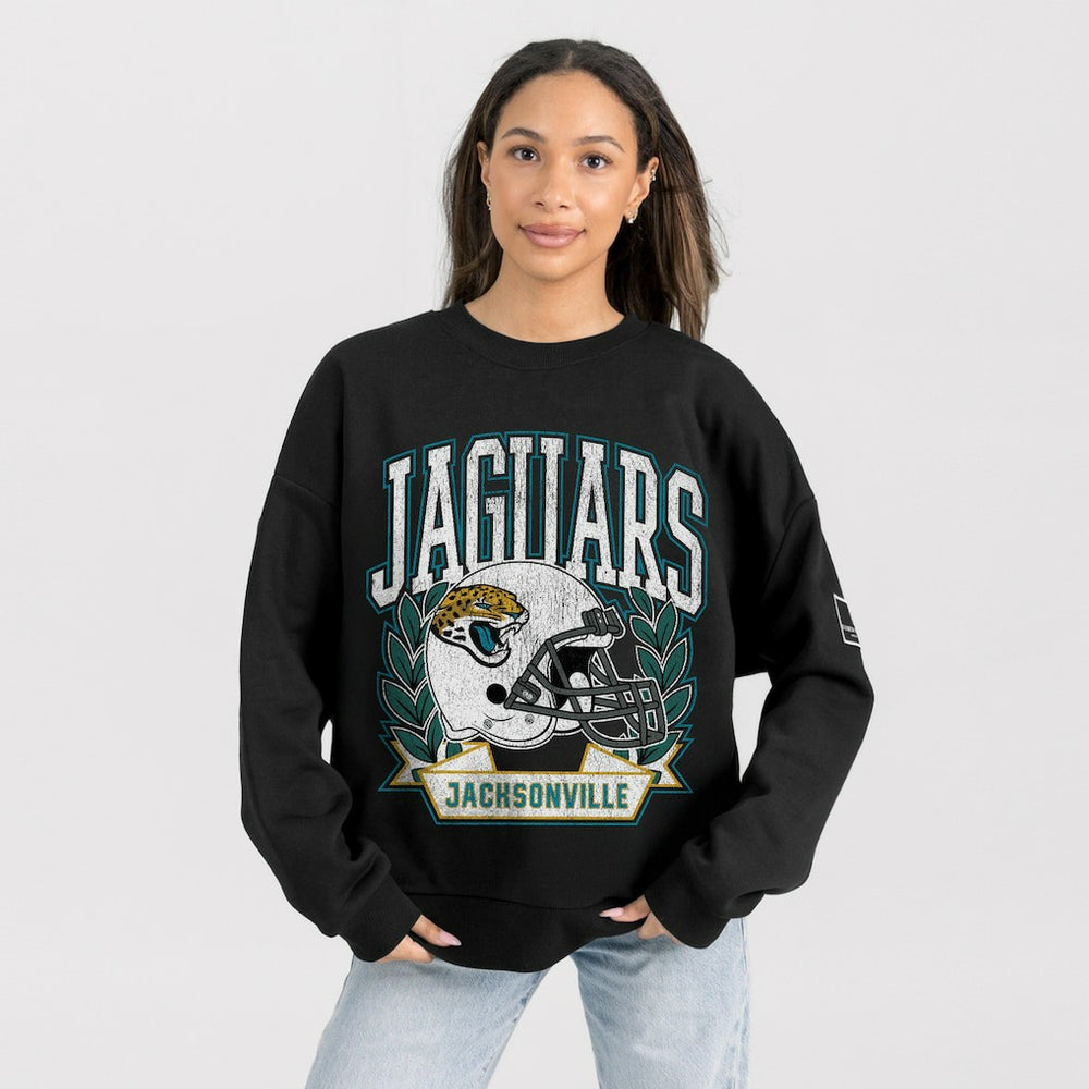 Jacksonville Jaguars Gameday Couture Women's Oversized Victory Lane Black Label Premium Fleece Sweatshirt - Black for sale