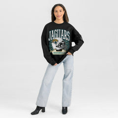 Jacksonville Jaguars Gameday Couture Women's Oversized Victory Lane Black Label Premium Fleece Sweatshirt - Black for sale