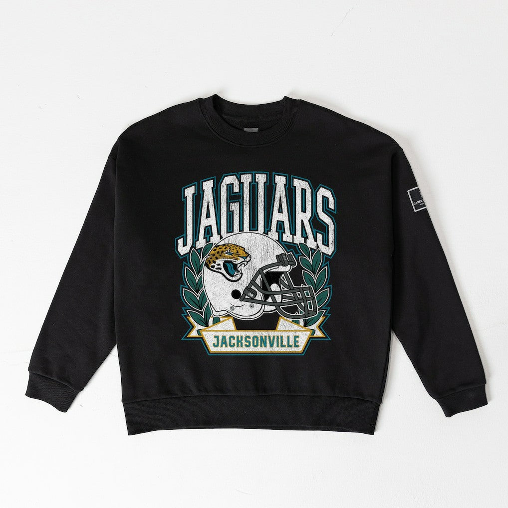 Jacksonville Jaguars Gameday Couture Women's Oversized Victory Lane Black Label Premium Fleece Sweatshirt - Black for sale