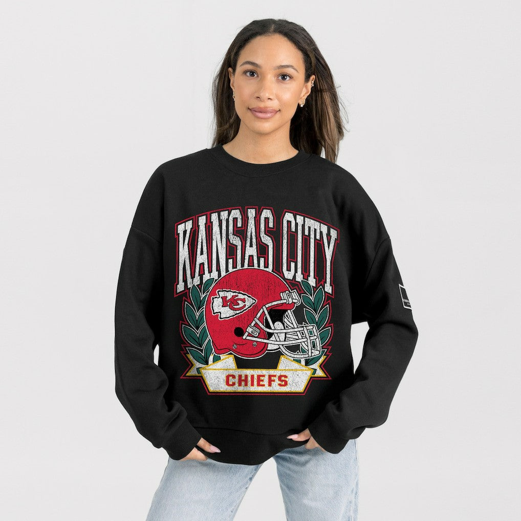 Kansas City Chiefs Gameday Couture Women's Oversized Victory Lane Black Label Premium Fleece Sweatshirt - Black on sale