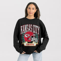 Kansas City Chiefs Gameday Couture Women's Oversized Victory Lane Black Label Premium Fleece Sweatshirt - Black on sale