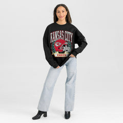 Kansas City Chiefs Gameday Couture Women's Oversized Victory Lane Black Label Premium Fleece Sweatshirt - Black on sale