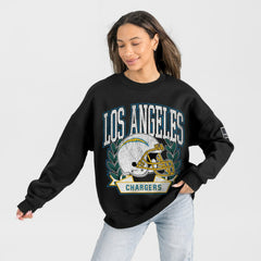 Los Angeles Chargers Gameday Couture Women's Oversized Victory Lane Black Label Premium Fleece Sweatshirt - Black sale
