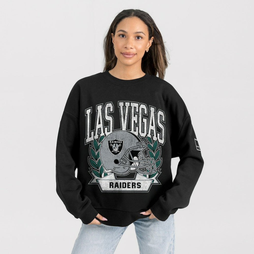 Las Vegas Raiders Gameday Couture Women's Oversized Victory Lane Black Label Premium Fleece Sweatshirt - Black discount