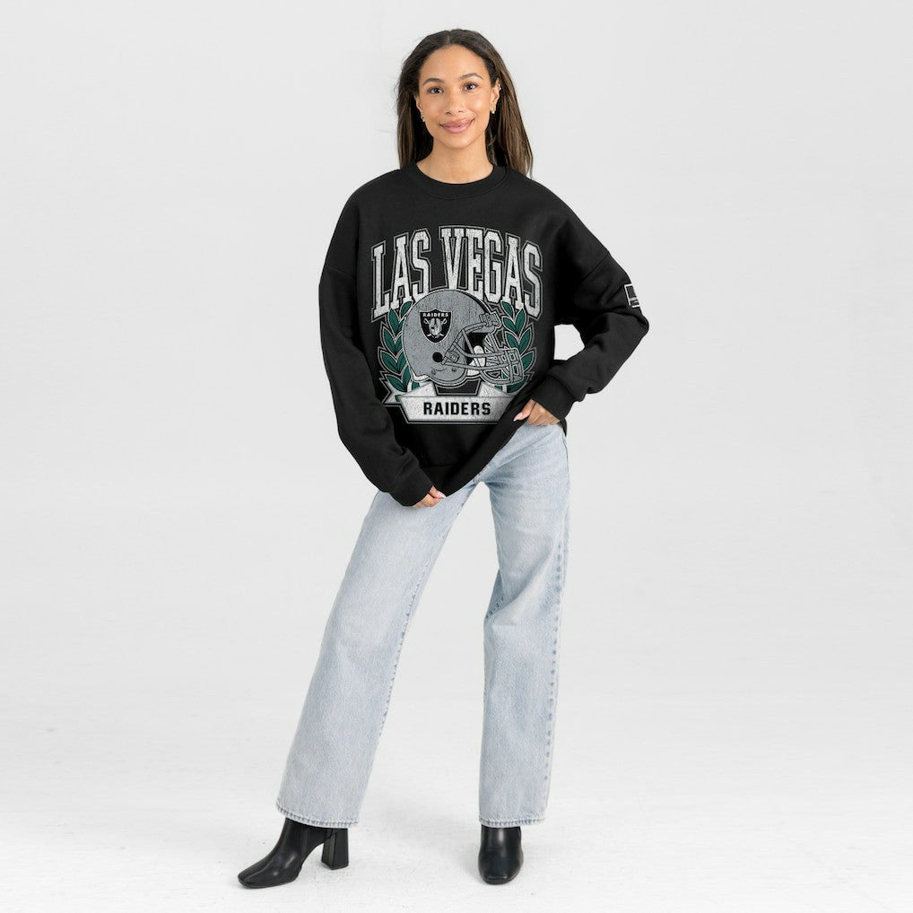 Las Vegas Raiders Gameday Couture Women's Oversized Victory Lane Black Label Premium Fleece Sweatshirt - Black discount