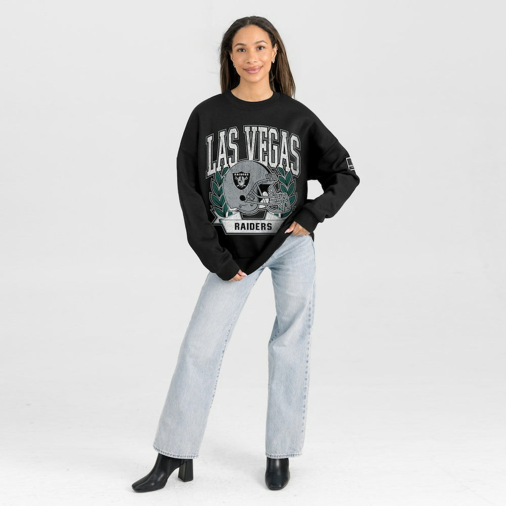 Las Vegas Raiders Gameday Couture Women's Oversized Victory Lane Black Label Premium Fleece Sweatshirt - Black discount