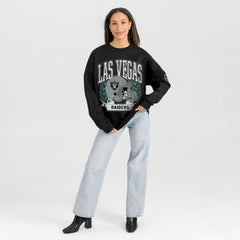 Las Vegas Raiders Gameday Couture Women's Oversized Victory Lane Black Label Premium Fleece Sweatshirt - Black discount