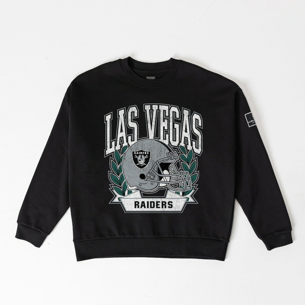 Las Vegas Raiders Gameday Couture Women's Oversized Victory Lane Black Label Premium Fleece Sweatshirt - Black discount