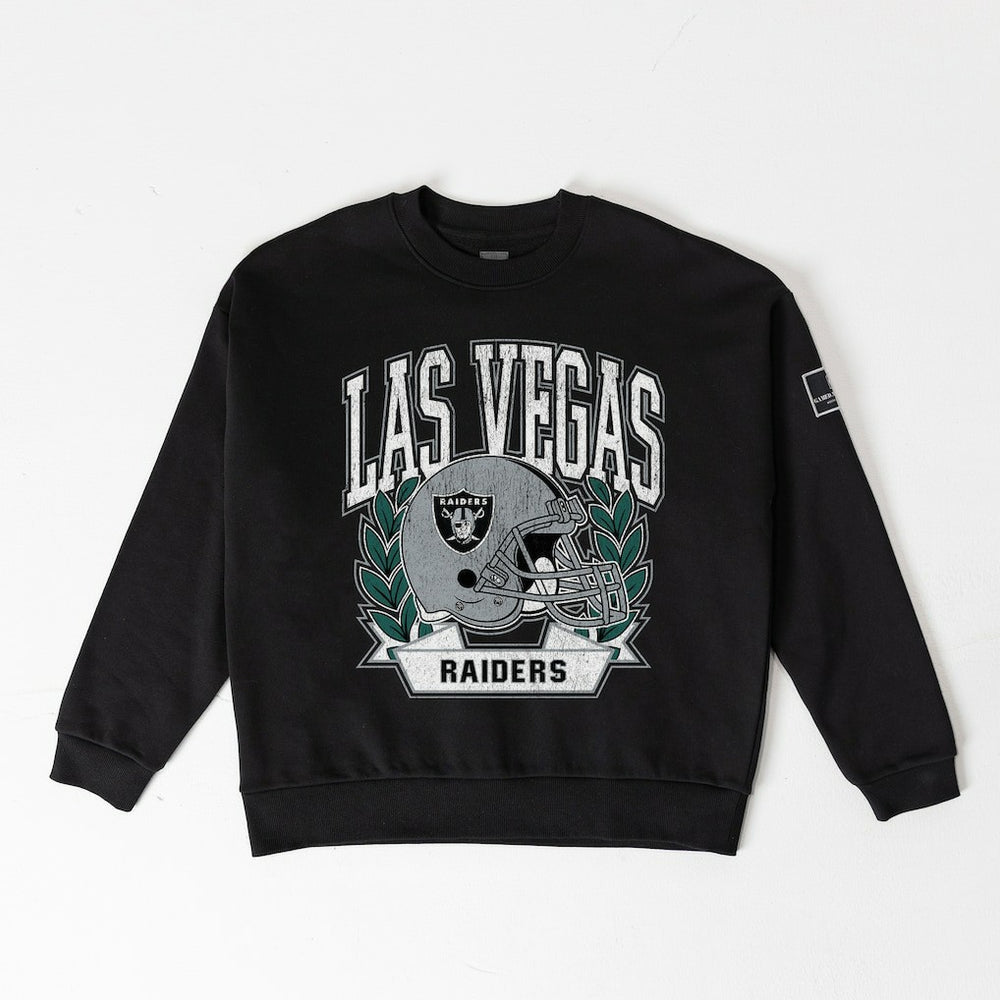 Las Vegas Raiders Gameday Couture Women's Oversized Victory Lane Black Label Premium Fleece Sweatshirt - Black discount