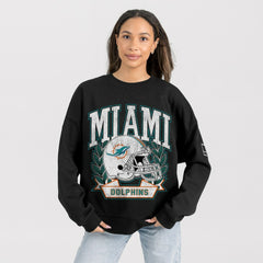 Miami Dolphins Gameday Couture Women's Oversized Victory Lane Black Label Premium Fleece Sweatshirt - Black sale
