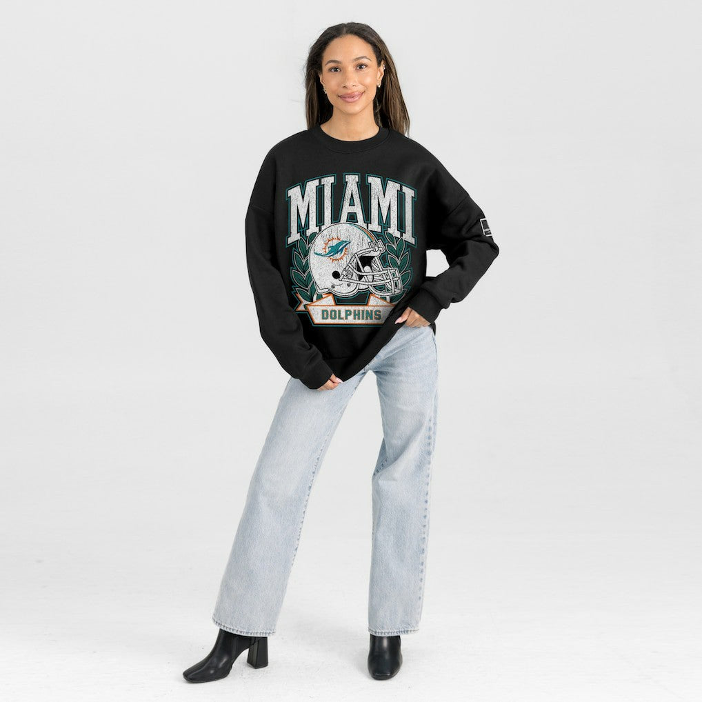 Miami Dolphins Gameday Couture Women's Oversized Victory Lane Black Label Premium Fleece Sweatshirt - Black sale