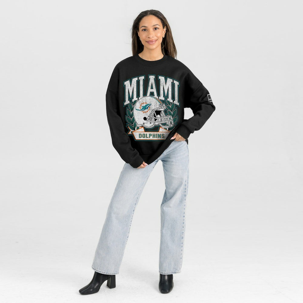 Miami Dolphins Gameday Couture Women's Oversized Victory Lane Black Label Premium Fleece Sweatshirt - Black sale