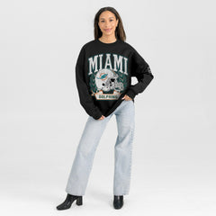 Miami Dolphins Gameday Couture Women's Oversized Victory Lane Black Label Premium Fleece Sweatshirt - Black sale