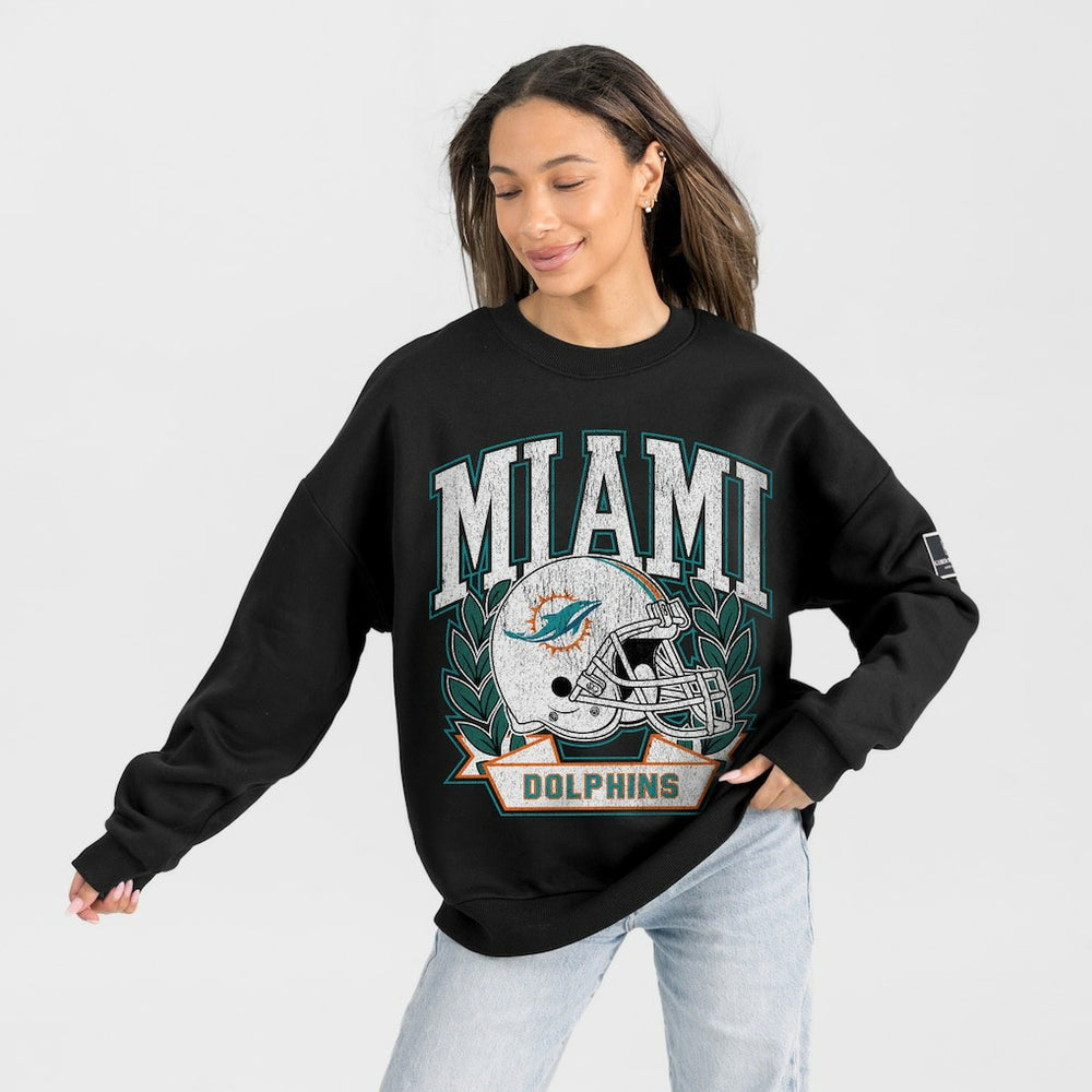 Miami Dolphins Gameday Couture Women's Oversized Victory Lane Black Label Premium Fleece Sweatshirt - Black sale