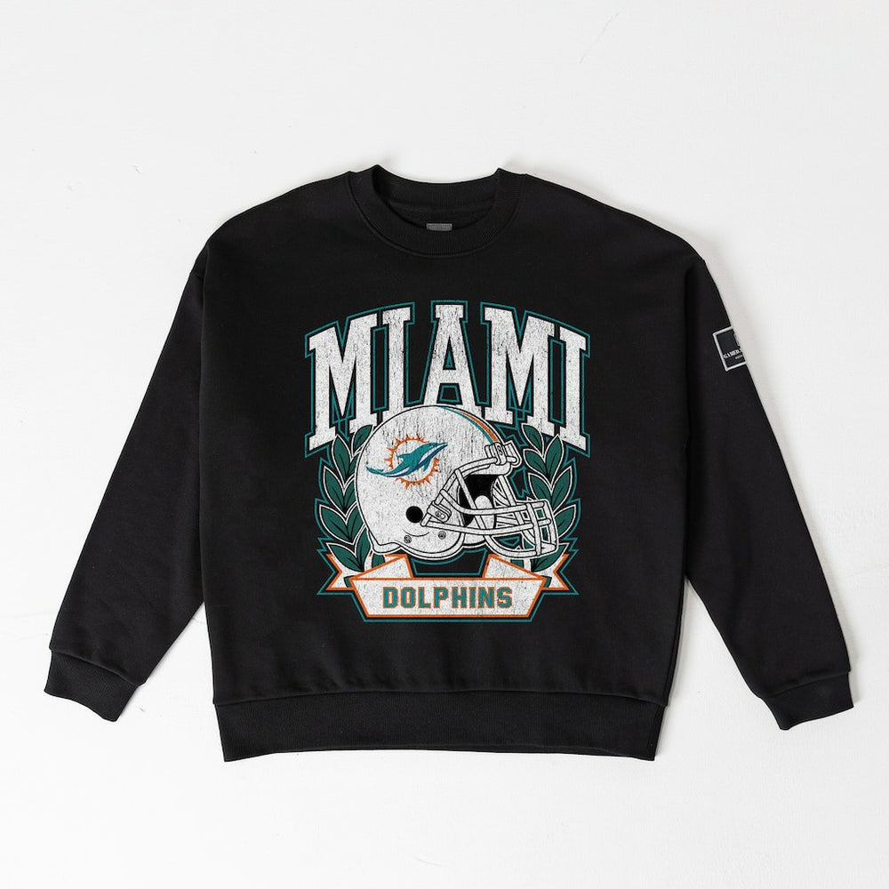 Miami Dolphins Gameday Couture Women's Oversized Victory Lane Black Label Premium Fleece Sweatshirt - Black sale