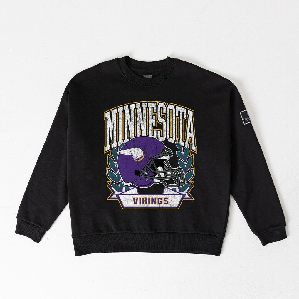 Minnesota Vikings Gameday Couture Women's Oversized Victory Lane Black Label Premium Fleece Sweatshirt - Black cheap