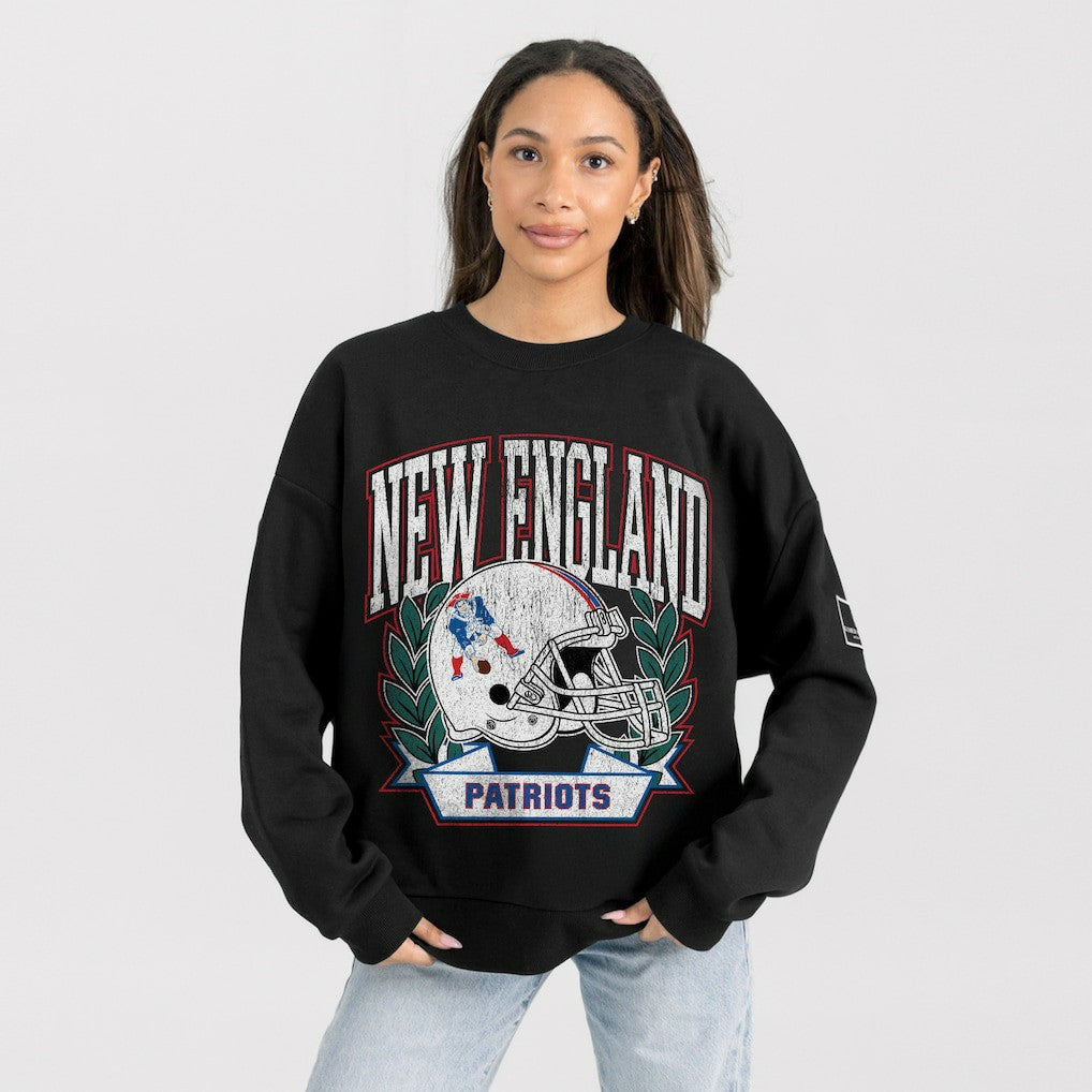 New England Patriots Gameday Couture Women's Oversized Victory Lane Black Label Premium Fleece Sweatshirt - Black discount