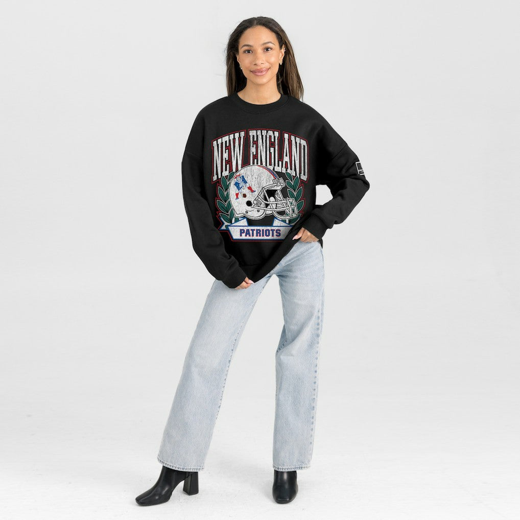 New England Patriots Gameday Couture Women's Oversized Victory Lane Black Label Premium Fleece Sweatshirt - Black discount