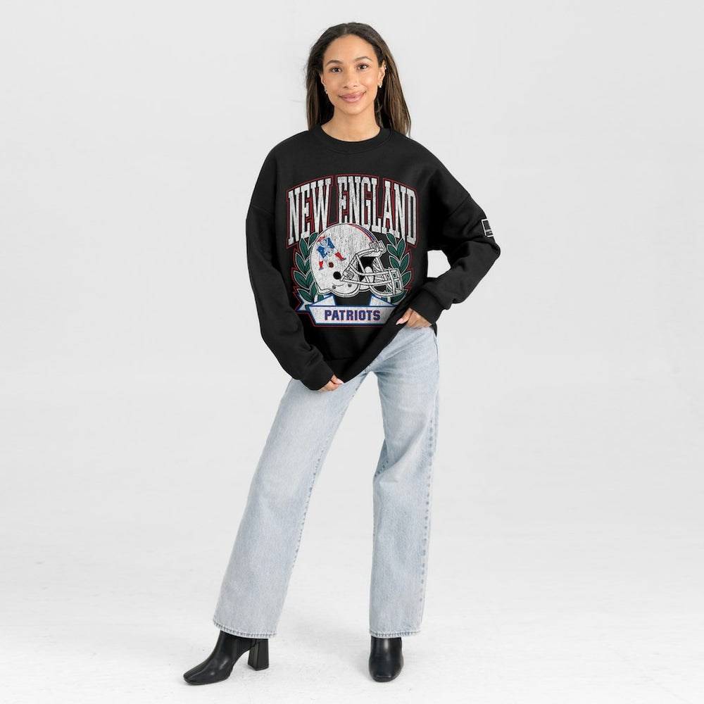 New England Patriots Gameday Couture Women's Oversized Victory Lane Black Label Premium Fleece Sweatshirt - Black discount