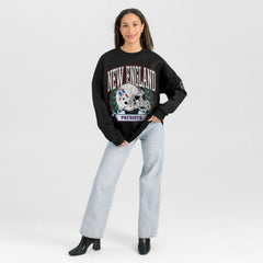 New England Patriots Gameday Couture Women's Oversized Victory Lane Black Label Premium Fleece Sweatshirt - Black discount