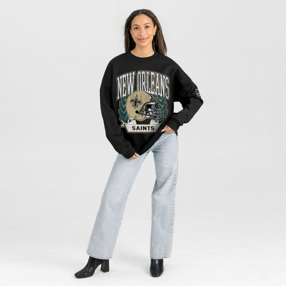 New Orleans Saints Gameday Couture Women's Oversized Victory Lane Black Label Premium Fleece Sweatshirt - Black online