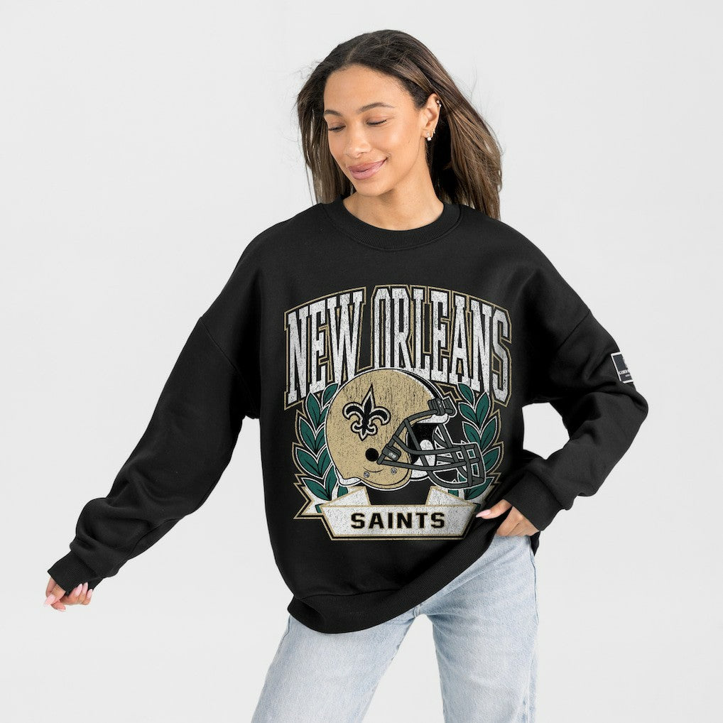 New Orleans Saints Gameday Couture Women's Oversized Victory Lane Black Label Premium Fleece Sweatshirt - Black online