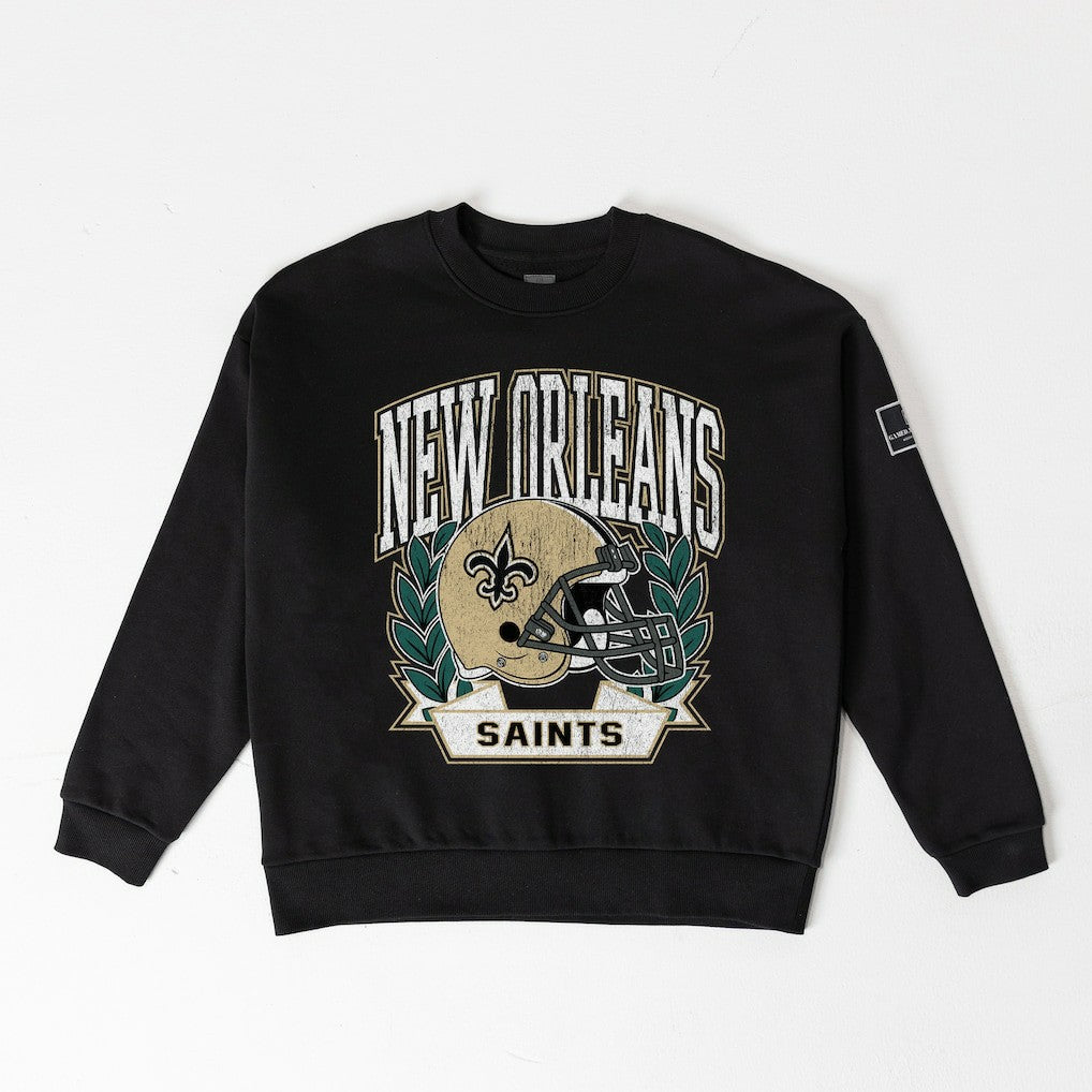 New Orleans Saints Gameday Couture Women's Oversized Victory Lane Black Label Premium Fleece Sweatshirt - Black online