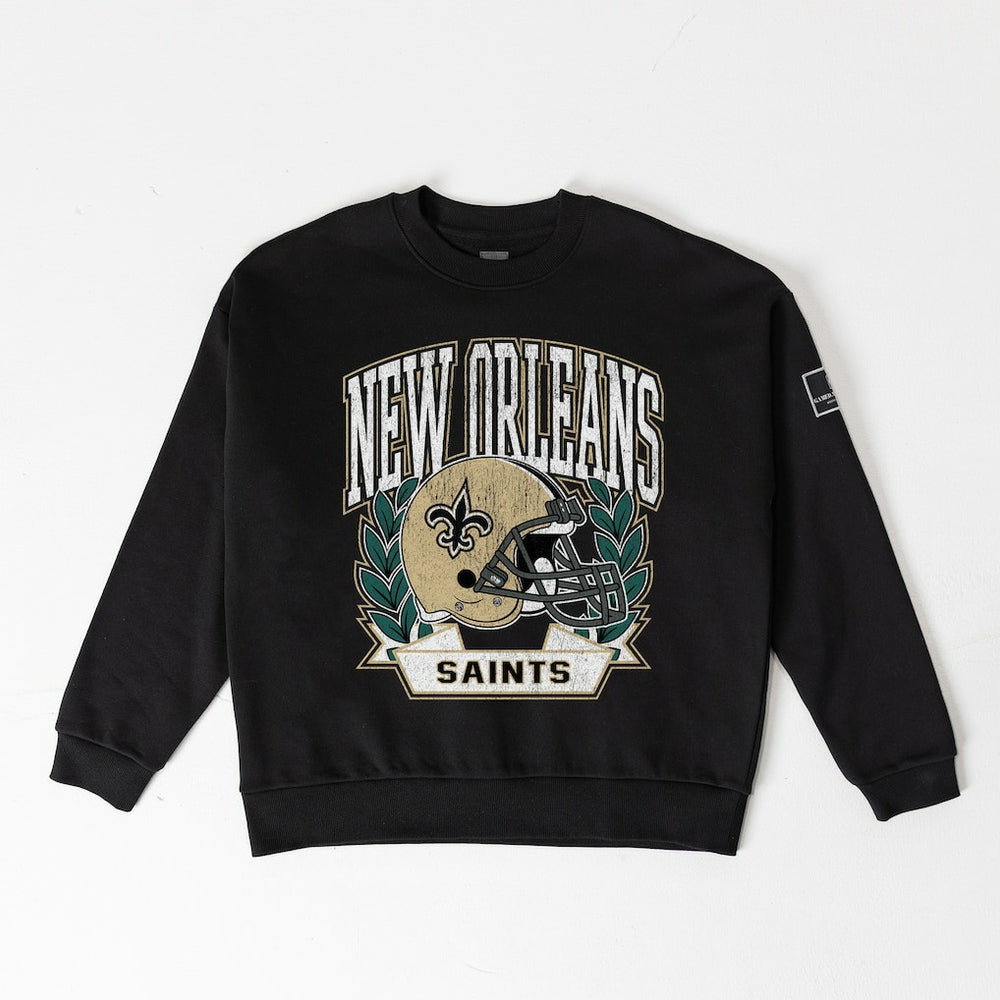 New Orleans Saints Gameday Couture Women's Oversized Victory Lane Black Label Premium Fleece Sweatshirt - Black online